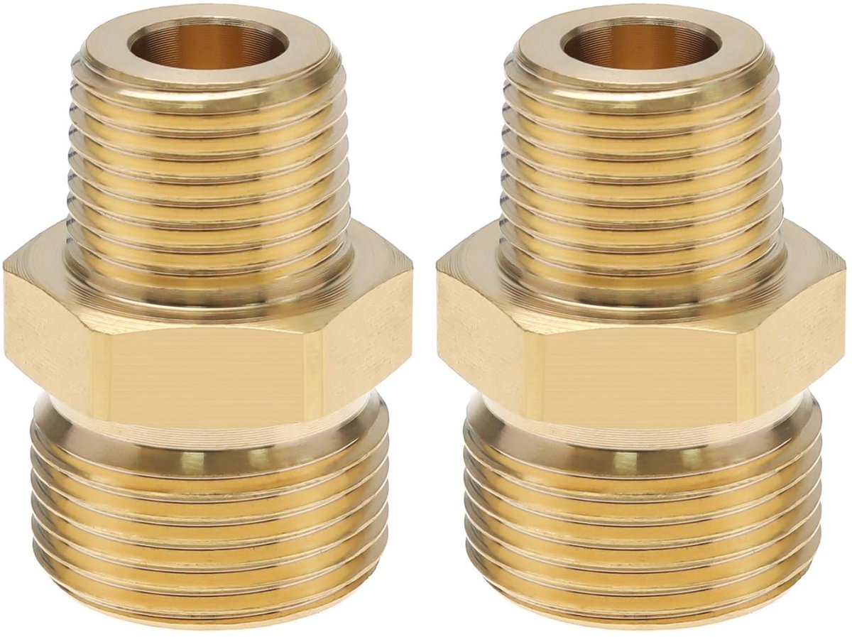 Zeynomax Messing Hogedrukreiniger Koppeling Adapter Fitting Goud 4500 PSI Slang Connector Geschikt voor Generac en Simpson 2 Stuks