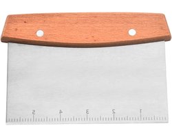 Stainless Steel Pastam Cutter met Houten Handvat en Getrapte Schaal voor Taart, Pizza en Deeg 11.5 x 16.5 cm