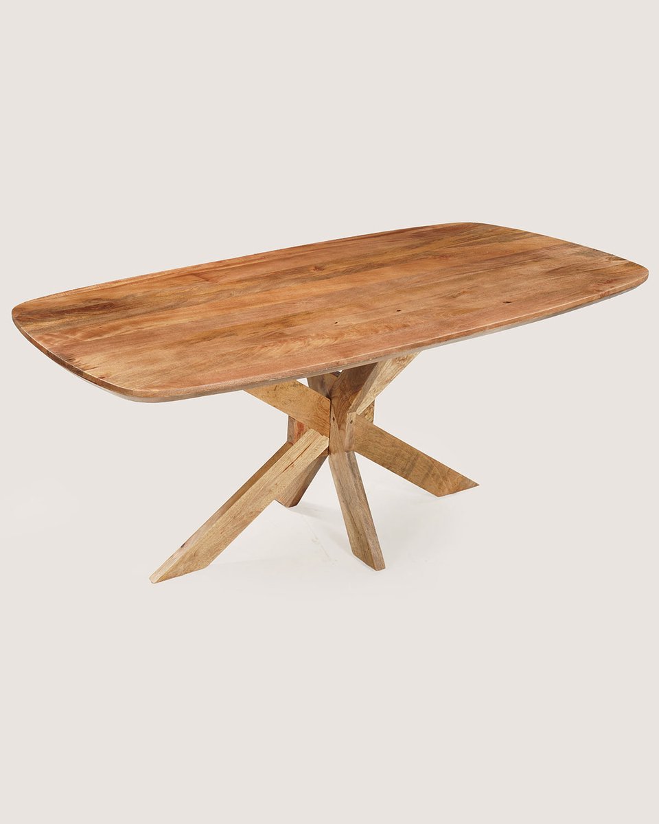 Deens Ovale Eettafel 180 cm Mangohout – Houten Matrix Onderstel – Elegant Chic – 6-8 Personen