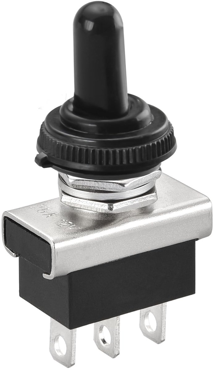 Jhubersproducts - Toggle Switch - Metal - On/Off/On - 12V 25A - Waterproof - 3 Poles - Voor Fixture Lighting - 3 Contacten