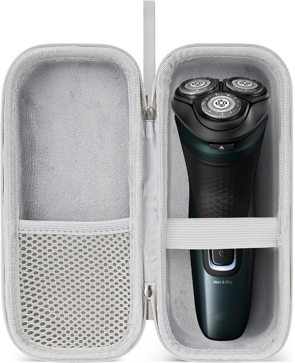 Jhubersproducts - Hard Shell Shaver Travel Case - Draagbare opbergoplossing - Zilver - Voor elektrisch scheerapparaat - Ideaal voor reizen en opslag