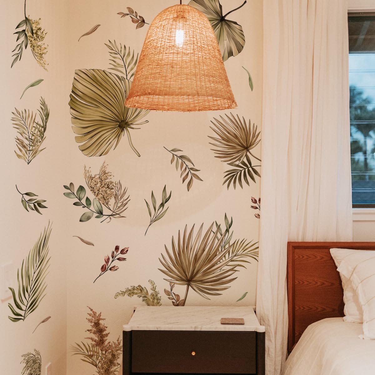 Jhubersproducts - Boho muurstickers - Tropische bladeren - Eenvoudig aan te brengen - Decoratie - Kinderen - Geschikt voor elke kamer
