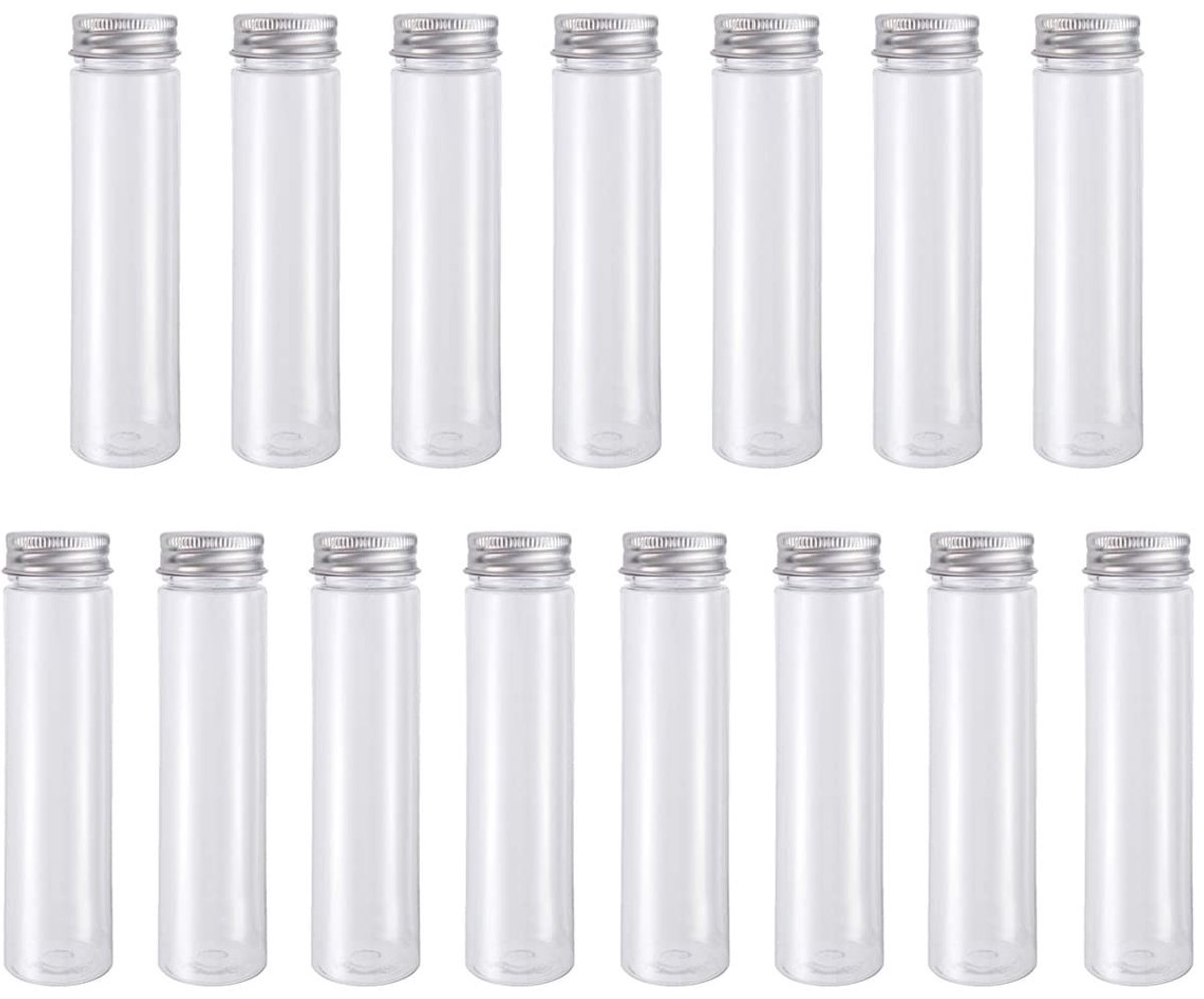 Jhubersproducts - Testbuizen - 15 stuks 110 ml - Lekvrije schroefdoppen - Plastic - Voor cosmetica - Doorzichtig - Perfect voor laboratoria