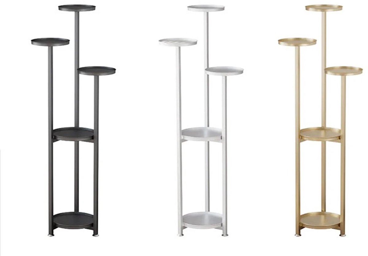 Turold Plantenrek - Plantenstandaard - Plantentrap - Plantenetagere - 5 Laags - 80cm - Metalen Hoekstandaard - Binnen - Wit