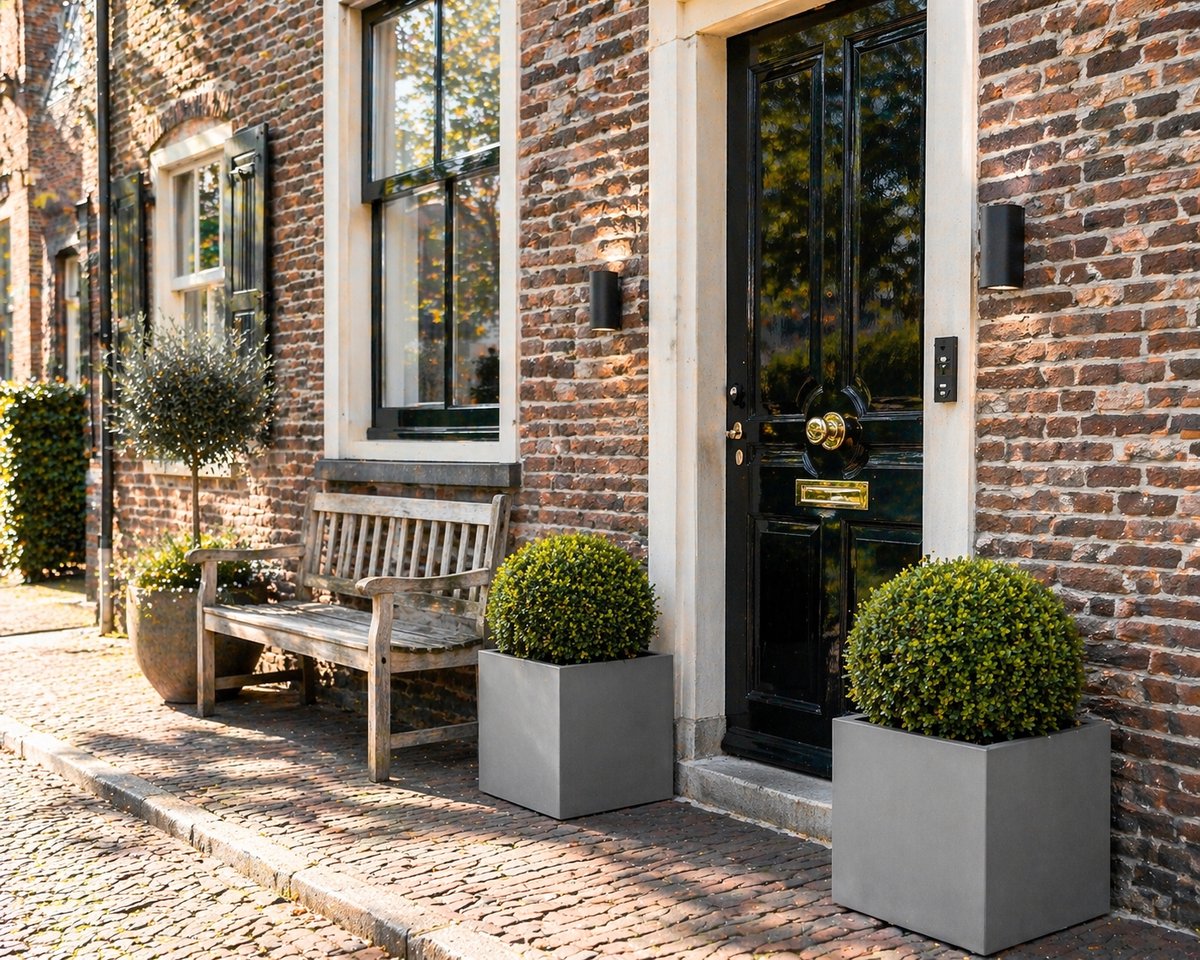Fiberstone bloembak 54x54x54betonlook grijs