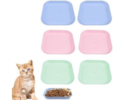 6-delige Kitten Schalen, Kitten Kom, Ondiepe Kat Kom, Kat Voer Schaal Ondiepe Kat, Kat Voeder Kitten Schalen Kat Schalen voor Voedsel Tarwe Stro Kat Schalen voor Katten en Katten met Korte Poten