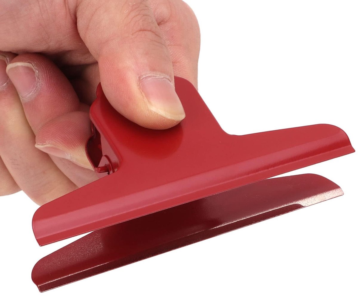 Dailygoods - Grote Stier Paperclips - Metalen Binder Klemmen - Perfect voor Kantoor en Keuken - Rood - Lange Bulldog Clips - Handig voor Documenten