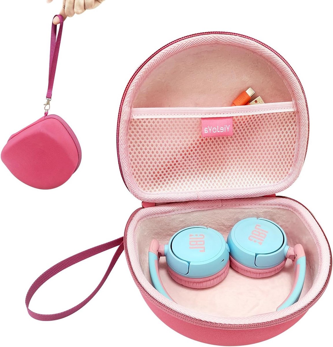 Draagbare Hard Case voor Draadloze On-Ear Bluetooth Hoofdtelefoon, Geschikt voor Jr310BT, Bescherming en Opbergruimte (Roze)
