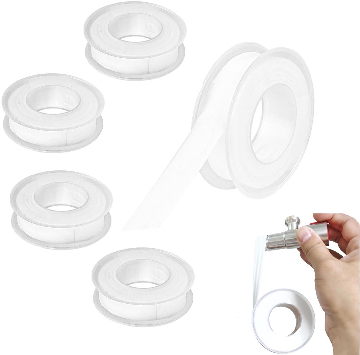 Dailygoods - Teflon Tape - Sealing Tape - Waterdicht - 15mm x 15mm - Perfecte hechting - Geschikt voor zwembad en keuken - 6 rollen