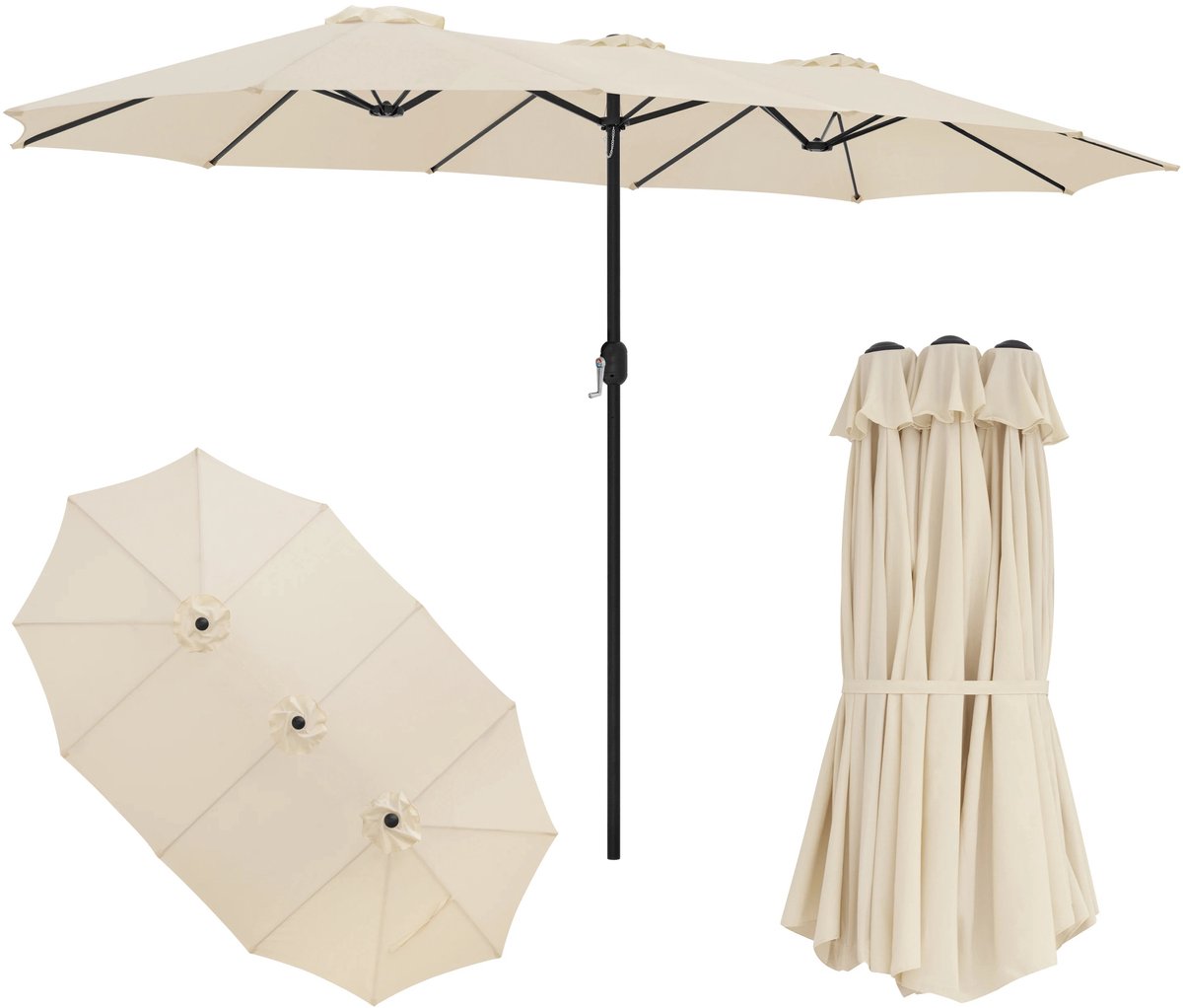 Mosh Stories Luxe Zweefparasol - 450x267 cm Beige – Grote Terrasparasol UPF 50+ UV-bescherming - Waterafstotende Tuinparasol