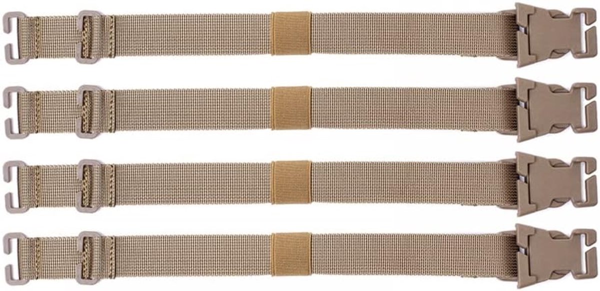 VHV - Rugzak riemen - Straps - Bevestigingsbanden - Tactische accessoires - Set van 4 - Verstelbaar - Stevig - Voor kamperen, wandelen en outdoor - Khaki