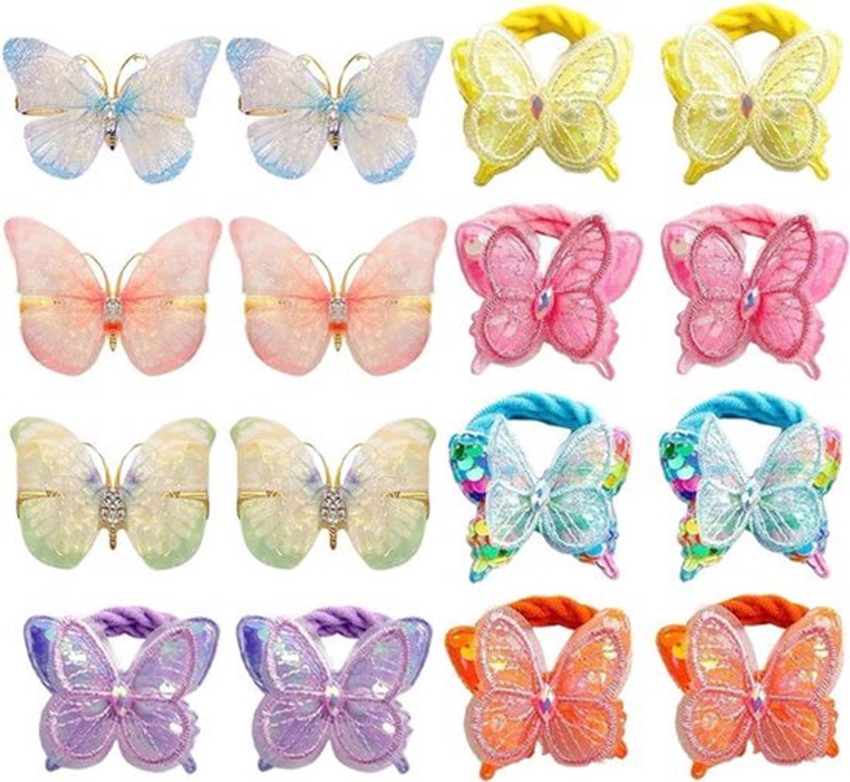 Vlinderhaar en vlinderhaarklemmen - 10 stuks haaraccessoires voor meisjes