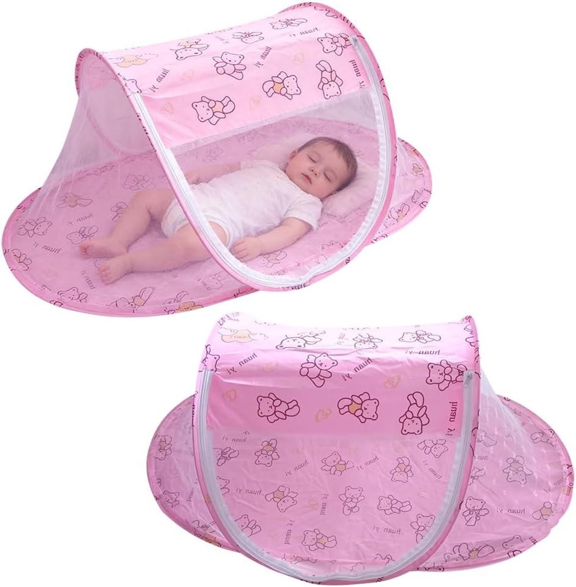 Baby Klamboe Tent - Draagbare Wieg - Veilig Slapen - Opvouwbaar Ontwerp - 108 x 60 x 38 cm - Roze