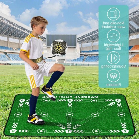 Voetbal Trainingsmat - Voetbal Oefenmat - Balcontrole Verbeteren - Compleet Trainingspakket - 90 x 60 cm - Groen — afbeelding 5