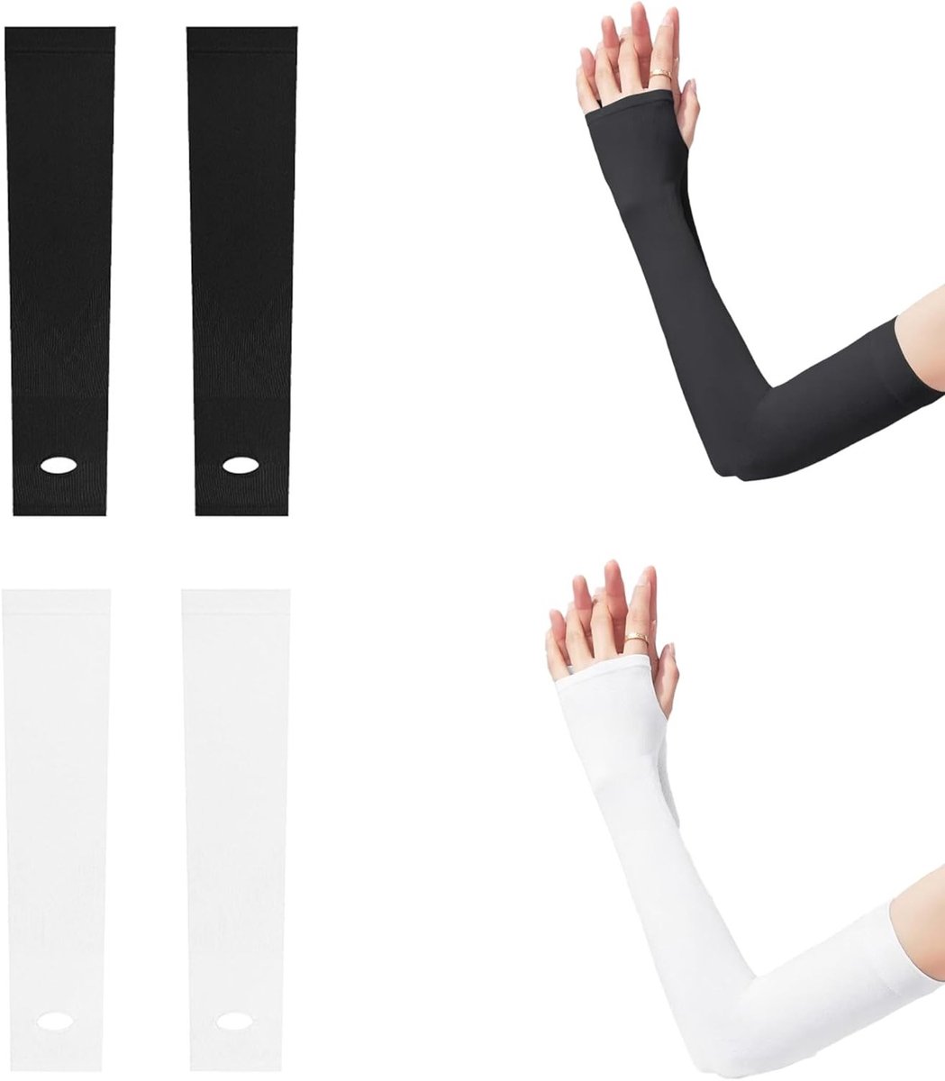 Armwarmers met UV-bescherming voor sporters, duimgat, UPF 50+, ideaal voor hardlopen, voetbal en paardrijden
