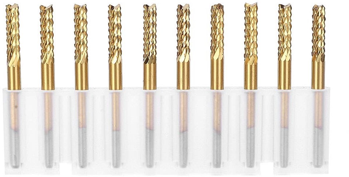 Dailygoods- Frees 3.175Mm - 10 Stuks - Hardmetaal - CNC Graveren - Snijprestaties - Slijtvastheid - Hoge hardheid - Freesbit