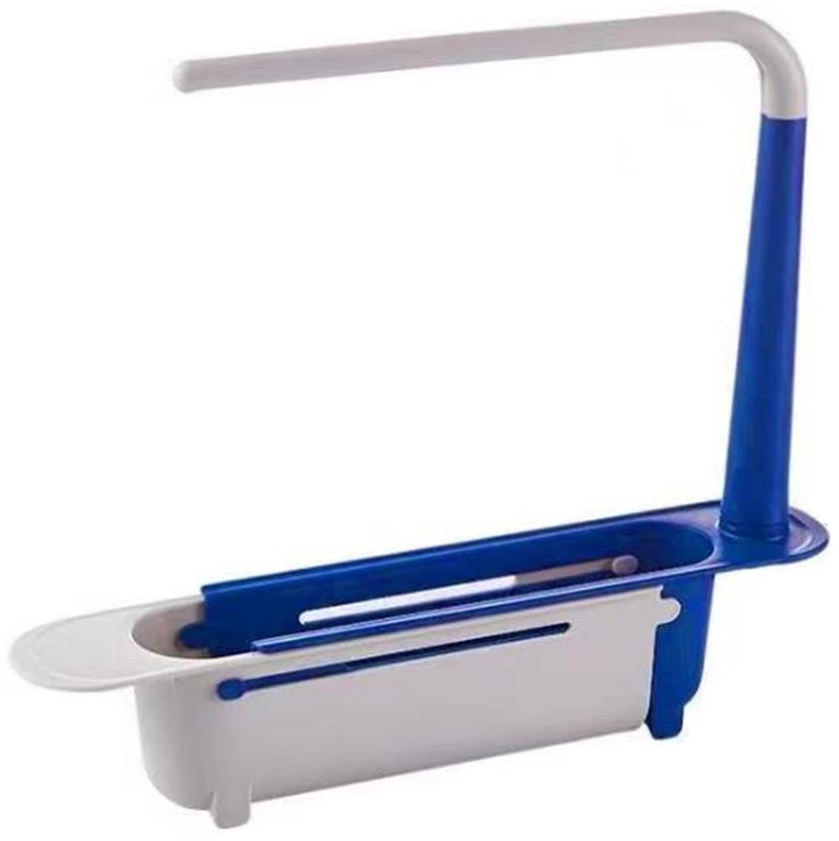 Smoakez - Boven de Gootsteen Caddy - Keukenorganisator - Telescopisch ontwerp - Blauw - Handdoekhanger - Ideaal voor kleine en grote spoelbakken - ...