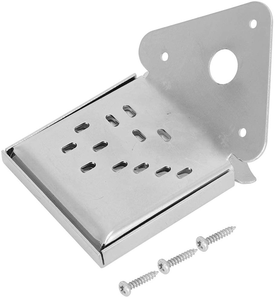 Vlemico - Stalen mandoline staartstuk - Vervangingsonderdeel - Chromen afwerking - Geschikt voor 8, 10 of 12 snaren - Muziekinstrument accessoires ...