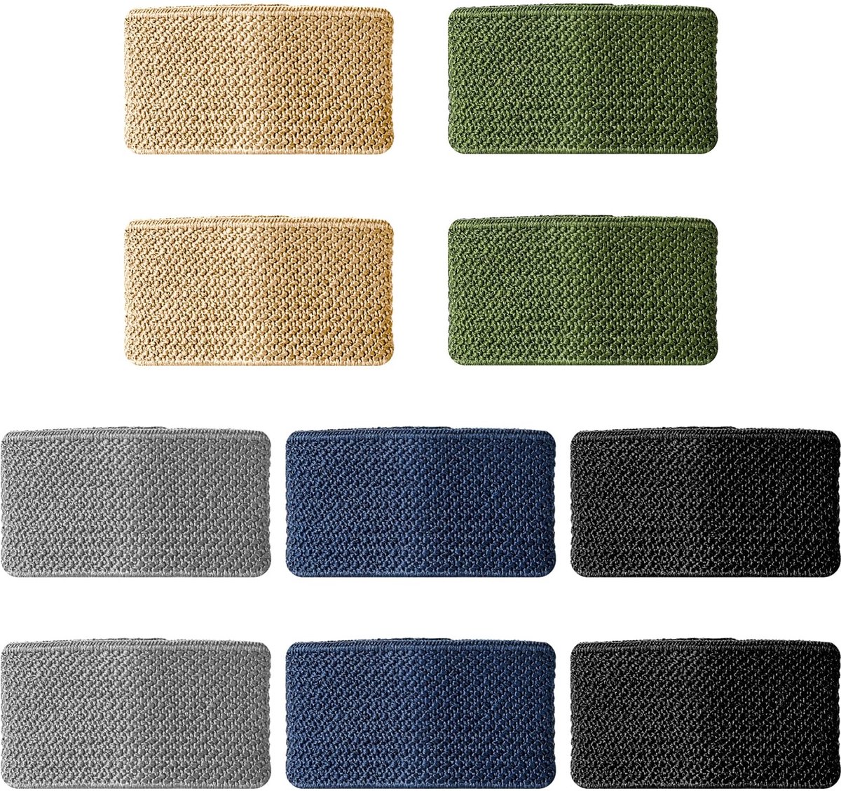 Zeynomax - Nylon Riemhouders - Elastische Riemlus - Ideaal voor Rugzakken - Zwart + Legergroen + Kaki + Grijs + Marineblauw - Riembevestiging - Gesc..