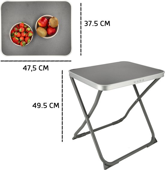 Camping Tafel Inklapbaar - Campingstoel met Tafel - Bijzettafel Opvouwbaar - Kleine Campingtafel voor Caravan, Balkon, Tuin, Strand en Naast Bed - Draagvermogen Kruk 110 kg - Tafel 30 kg van Merkloos — afbeelding 4