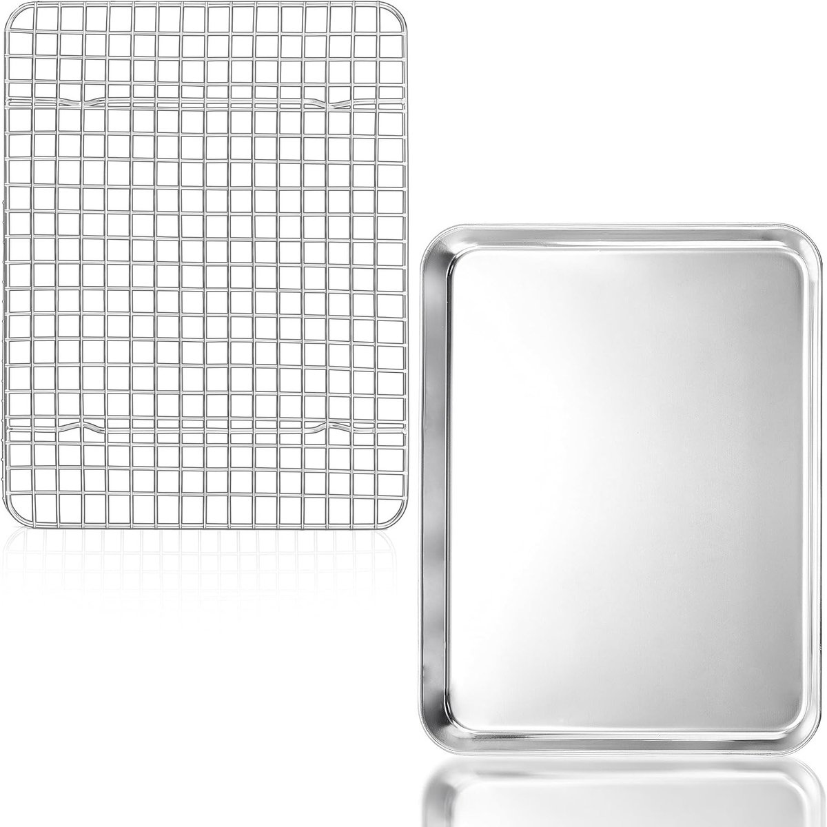 Grote RVS Bakplaat met Koelrek Rectangulaire Bakvorm voor Taarten en Gerechten Duurzaam en Vaatwasserbestendig (31.5 x 24.6 cm)