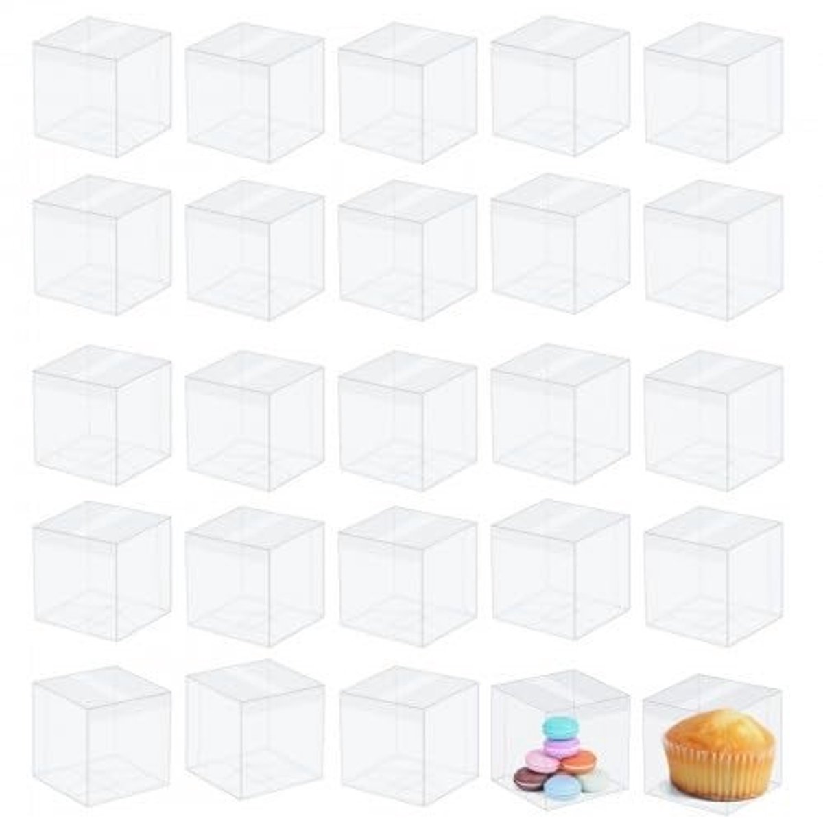 Dailygoods - Doorzichtige geschenkdoosjes - Opvouwbare taartdozen - 25 stuks - Transparant - Verpakking voor snoep en kleine cadeautjes - Geschikt voo