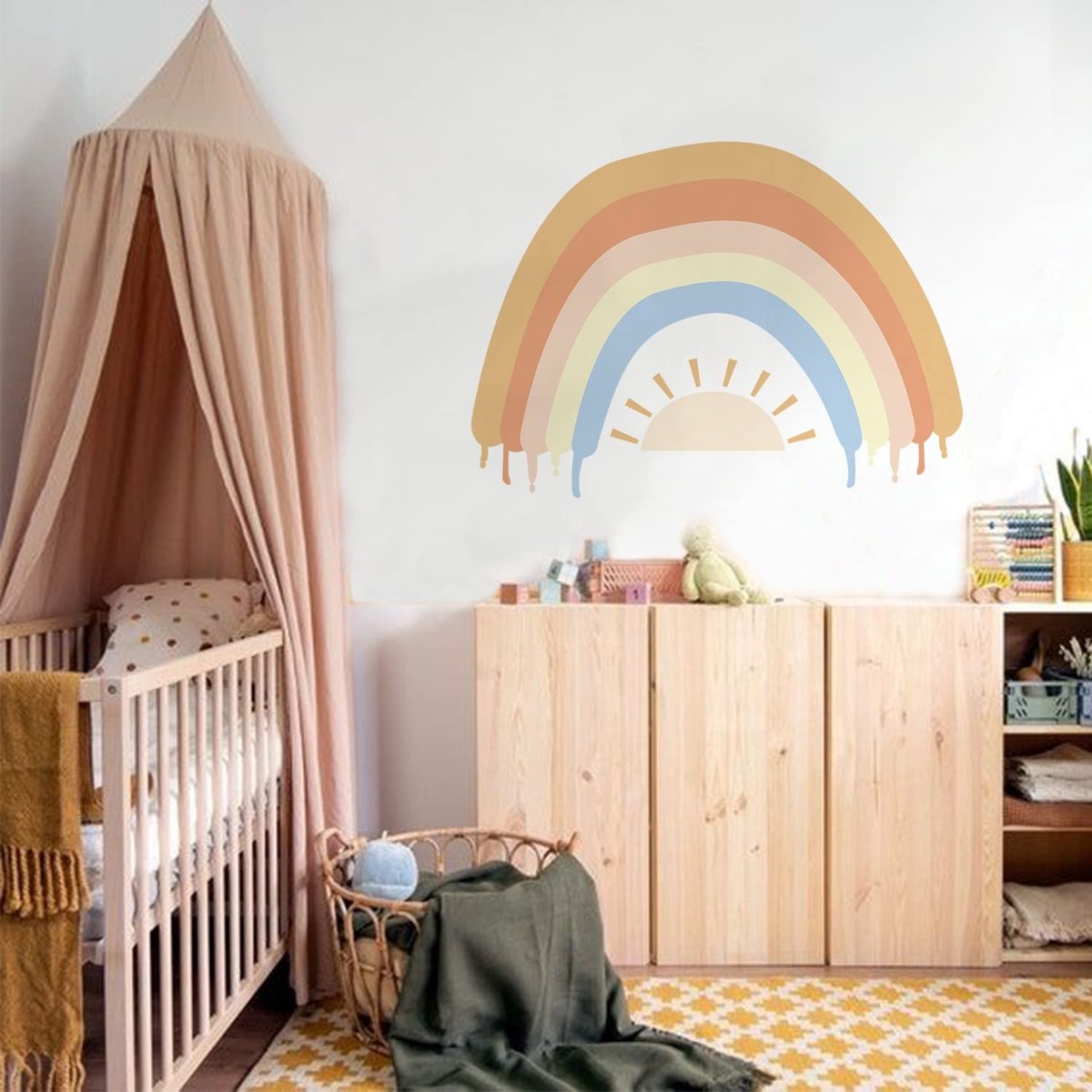 Dailygoods - Wandsticker Regenboog - Verwijderbare Muurstickers - Kinderkamer Decoratie - Waterverf Stickers - Creatieve Wanddecoratie - Kinderen - Mu