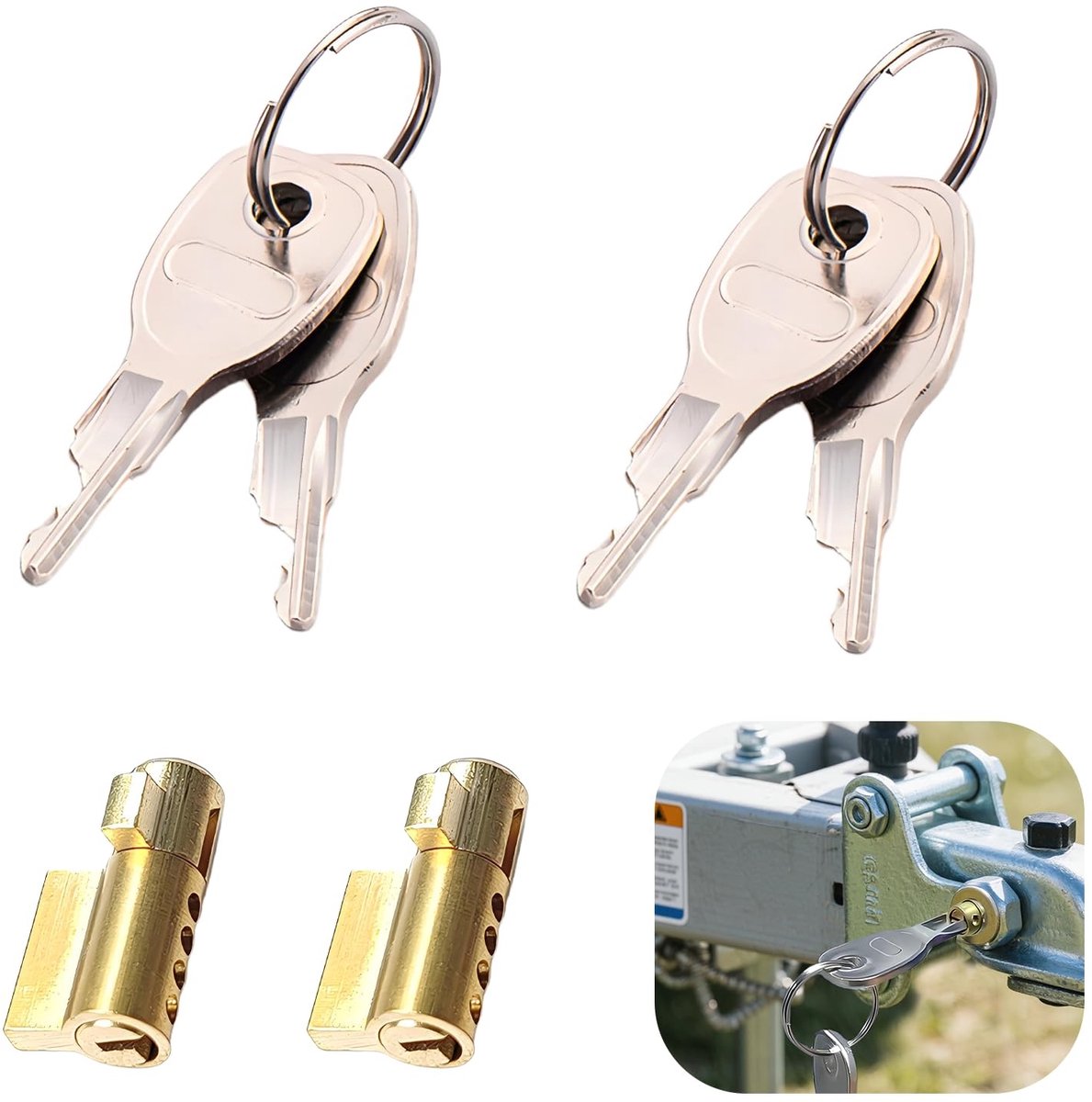 Set van 2 Trailer Locks met 4 Sleutels - Diefstalbeveiliging voor Aanhangwagens