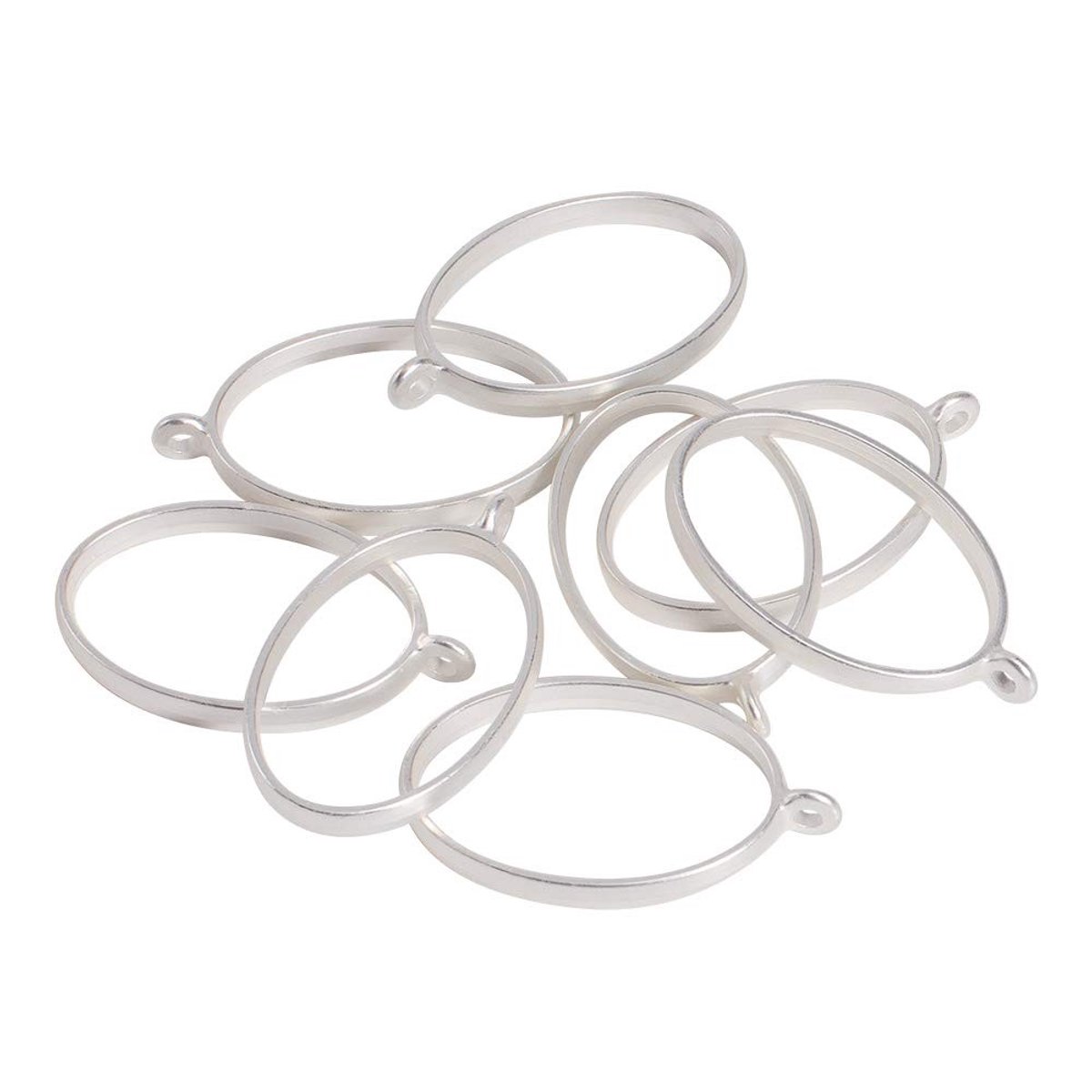 Dailygoody - Ovale Open Achterkant Bezel Hangers - Zilverkleurige