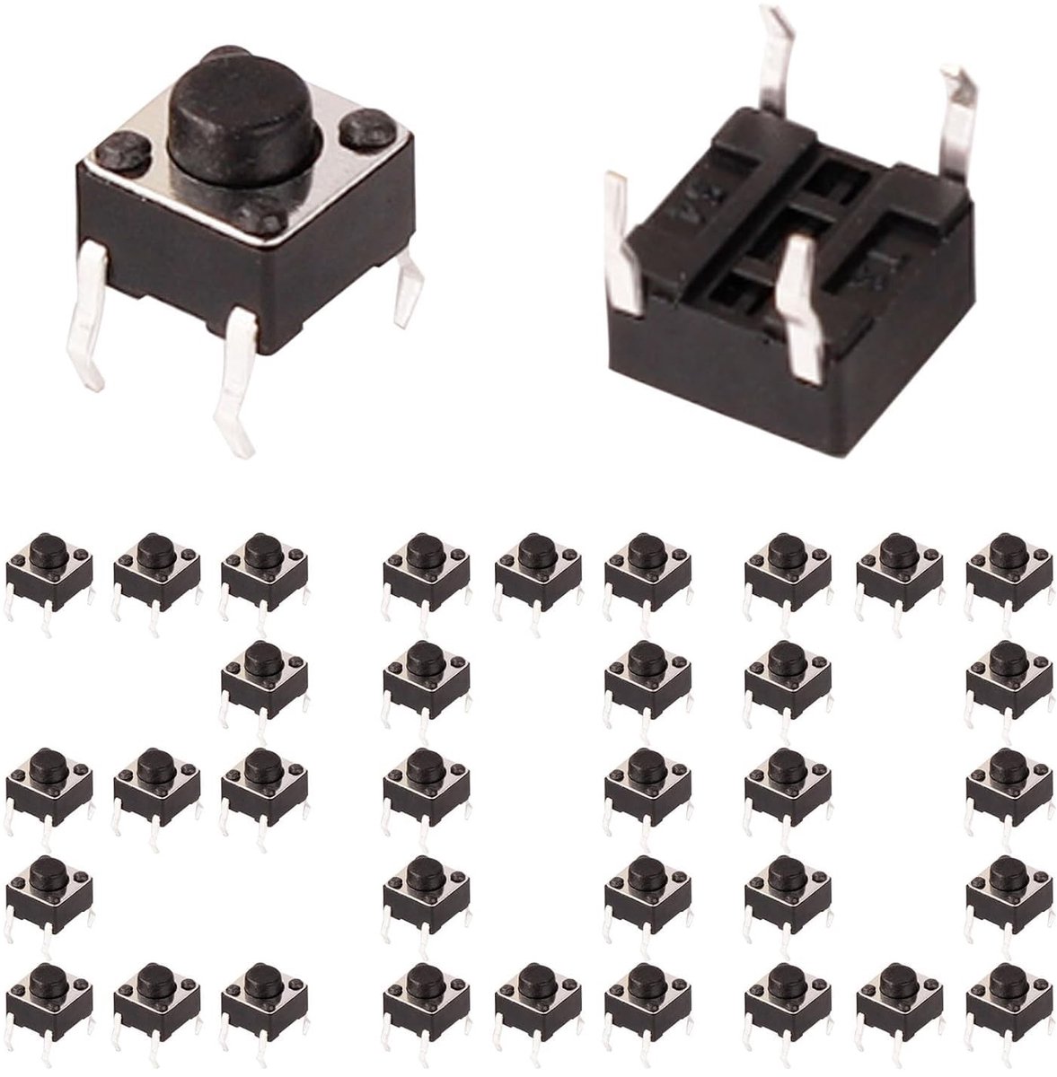 Dailygoods - Tact Button Switch - 200 Stuks - 4 Pin - Mini Tactiele Schakelaar - 6x6x5mm - Geschikt voor PCB