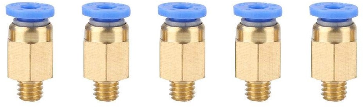 Dailygoods - Pneumatische Voedingsconnector - 5PCS Pneumatische Aansluitingen - Duurzaam en Roestvrij - Geschikt voor PU en Nylon Slangen - Goud