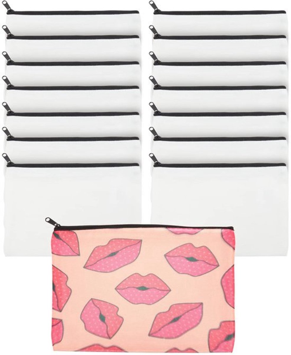 Canvas Cosmetische Tassen 15 Stuks - Leeg - Opwijkbaar met Rits