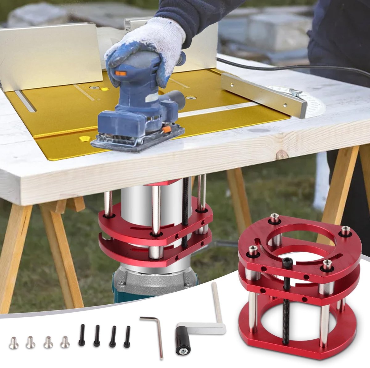 Router Elevator - Aluminium Router Lift Basis met 4-Klauwen Klem voor Houtbewerking