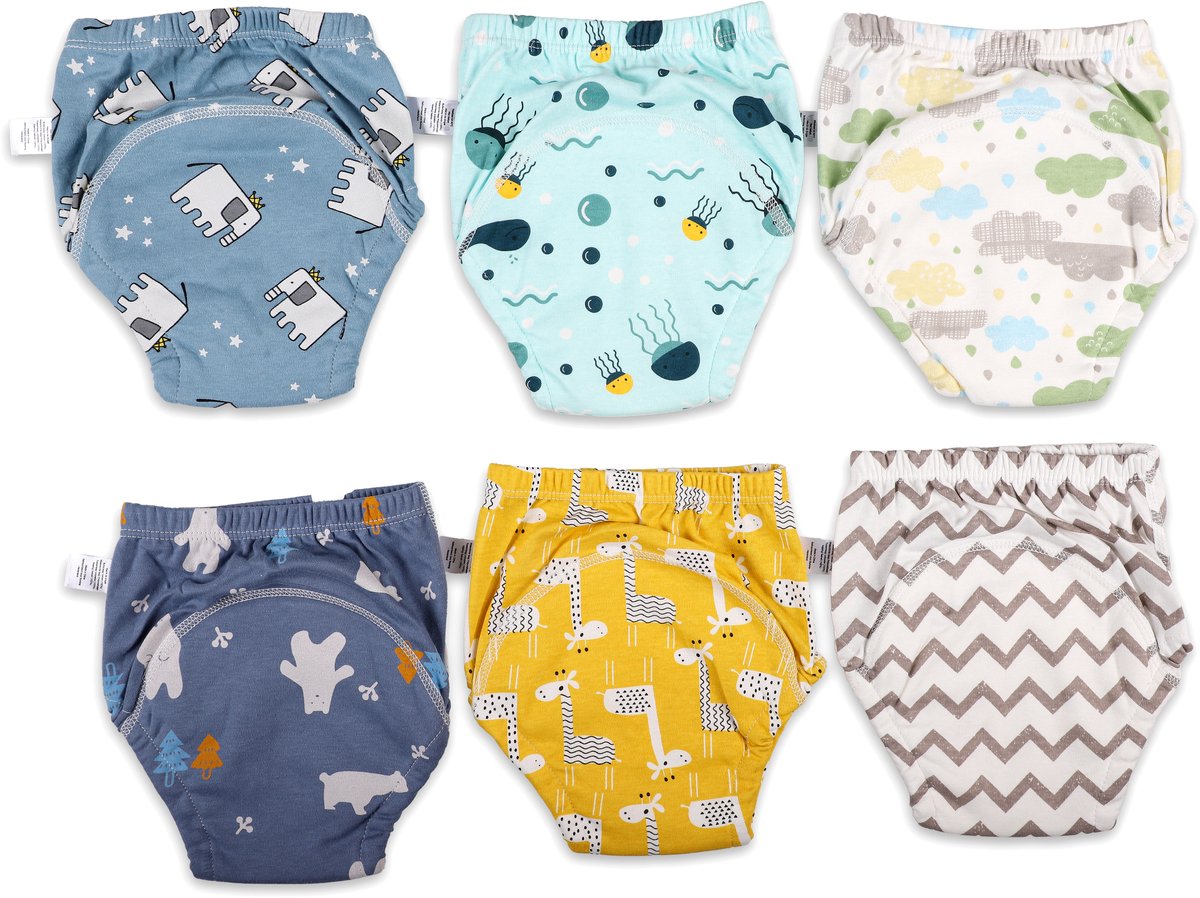 Bummy - Zindelijkheidsbroekjes - Oefenbroekjes zindelijkheid - 6 Stuks - Maat M (11-14,5kg) - Trainingsbroekjes - Wasbaar & Waterdicht - Zacht Premium Katoen - REACH-getest