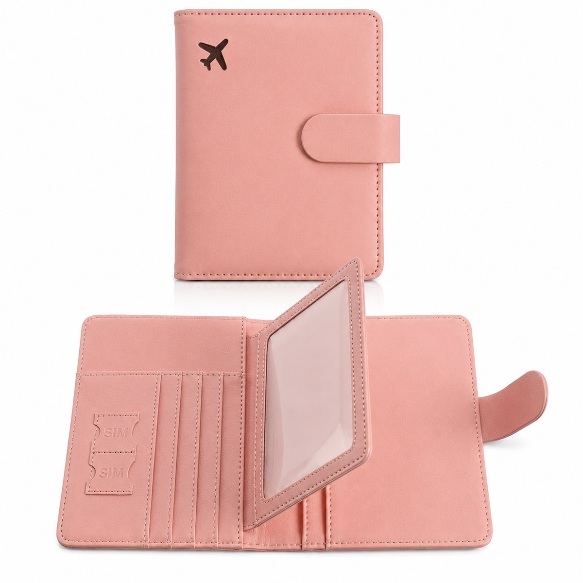 Consumerce® PU-Leren Paspoort Hoesje – Roze – Paspoorthoes – Travel Wallet – Reisdocumenten Cover – Paspoorthouder – Organizer – Paspoorthoezen – Tasje – Reisportemonnee – Reisportefeuille - Organiser