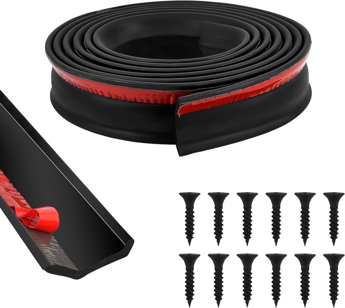 Universele garagedeur afdichtingstrip - 6 meter rubberen afdichting voor weerbestendige bescherming