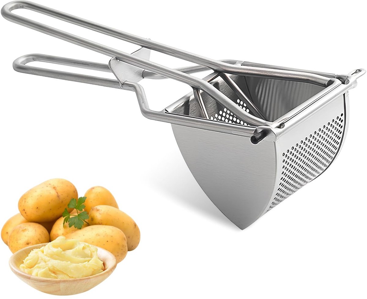 Dailygoods - Roestvrij Staal Aardappelstamper - Handmatig - Vaatwasmachinebestendig - Zilver - Professioneel - Voor Groenten en Fruit - Ideaal voor Aa