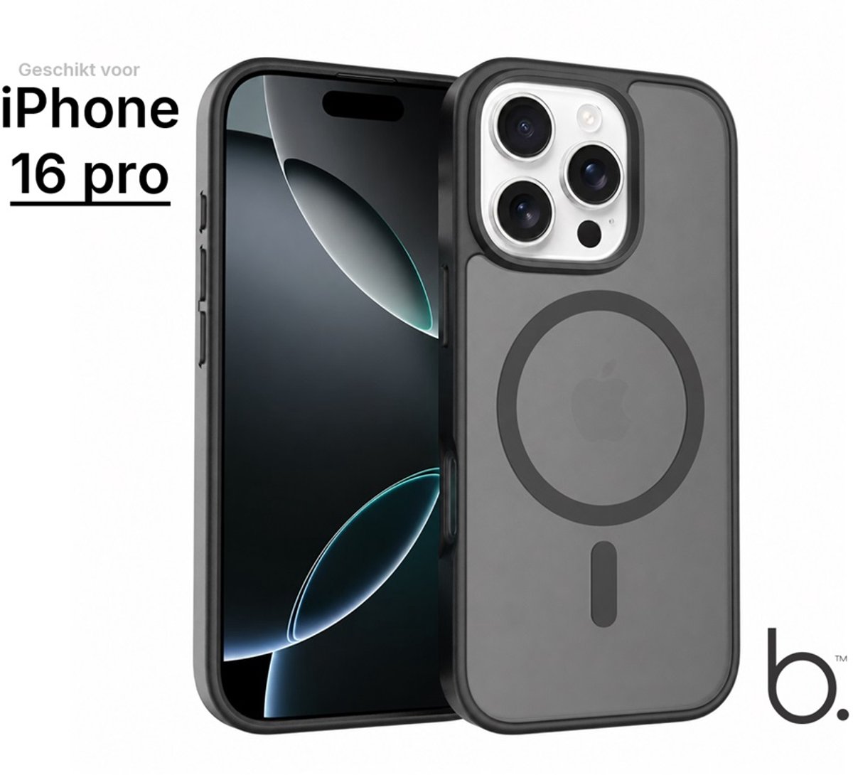 Brosendaal Hoesje - Geschikt voor Apple iPhone 16 Pro – Mat Zwart – MagSafe-compatibel Telefoonhoesje – Ultradun en maximale Valbescherming