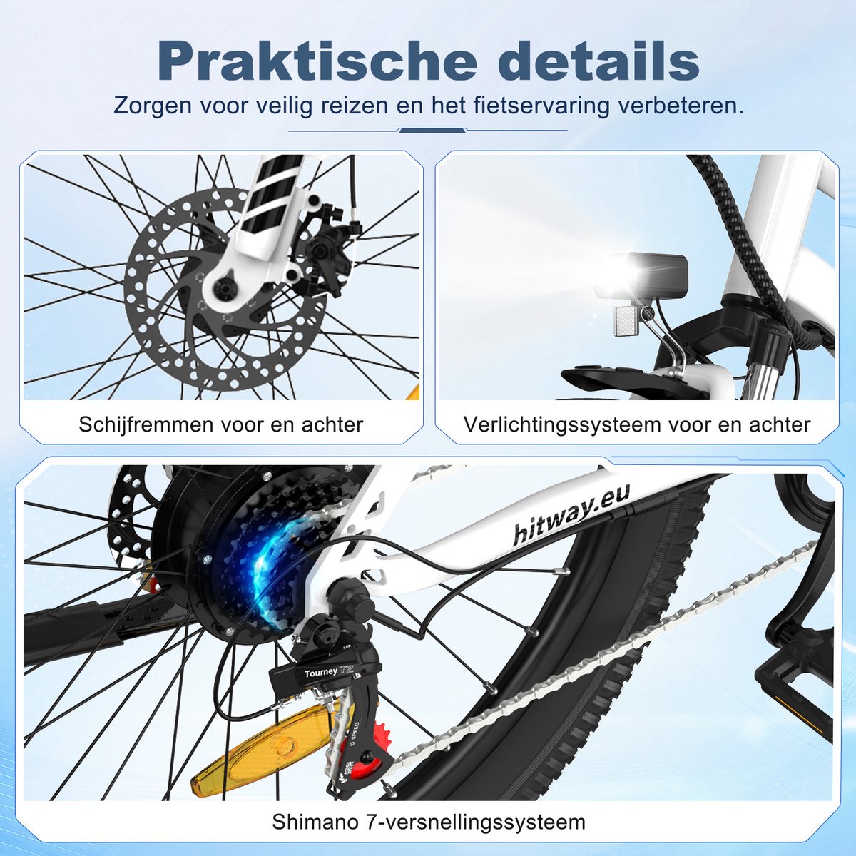 Hitway Elektrische Fiets BK15 Pro - 27.5 Inch City Commuter EBike met Afneembare 36V 13Ah Lithium Batterij - Mountain E-Bike met 250W Motor - 7 Versnellingen - IP54 Waterdicht - Elektrische Fietsen – foto 3