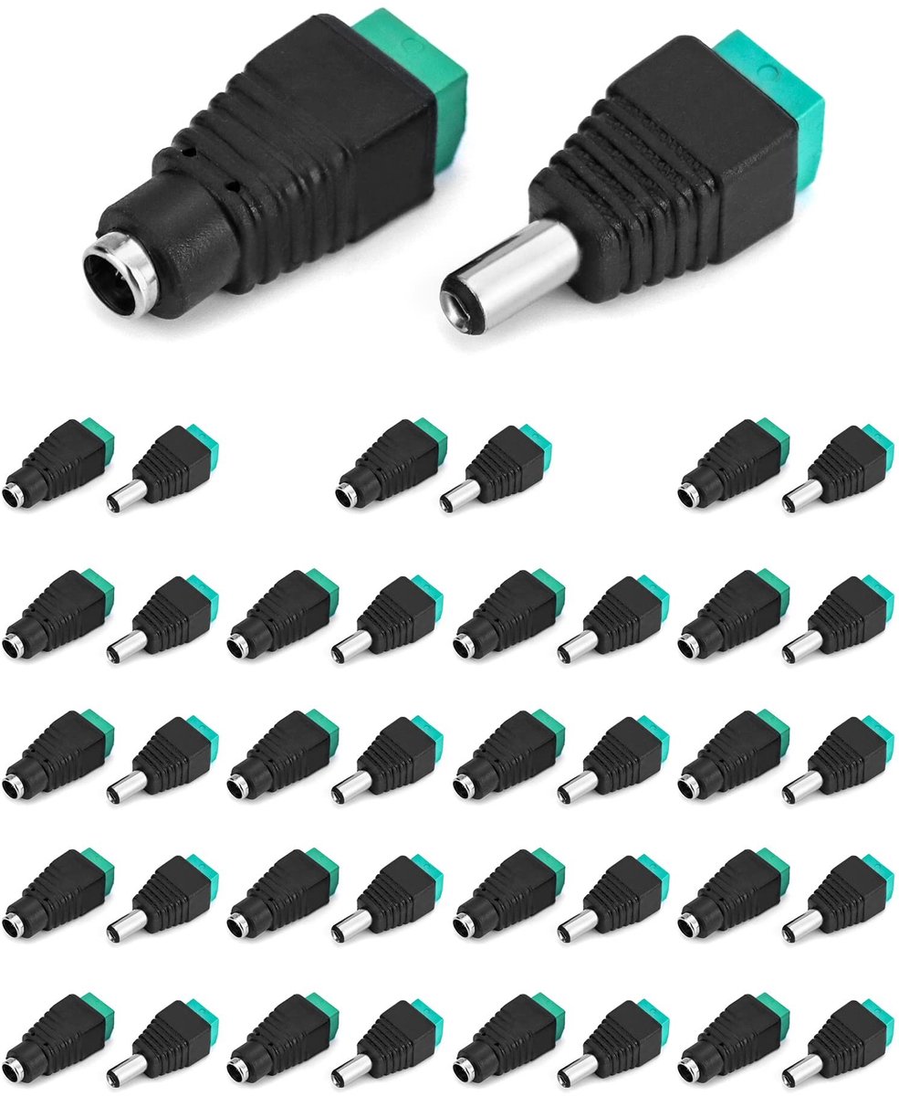 Elzusha - DC Mannelijke en Vrouwelijke Connectoren - Geschikt voor LED Strips - 20 Paar - Brandveilig en Vochtbestendig - Ideaal voor Elekt...