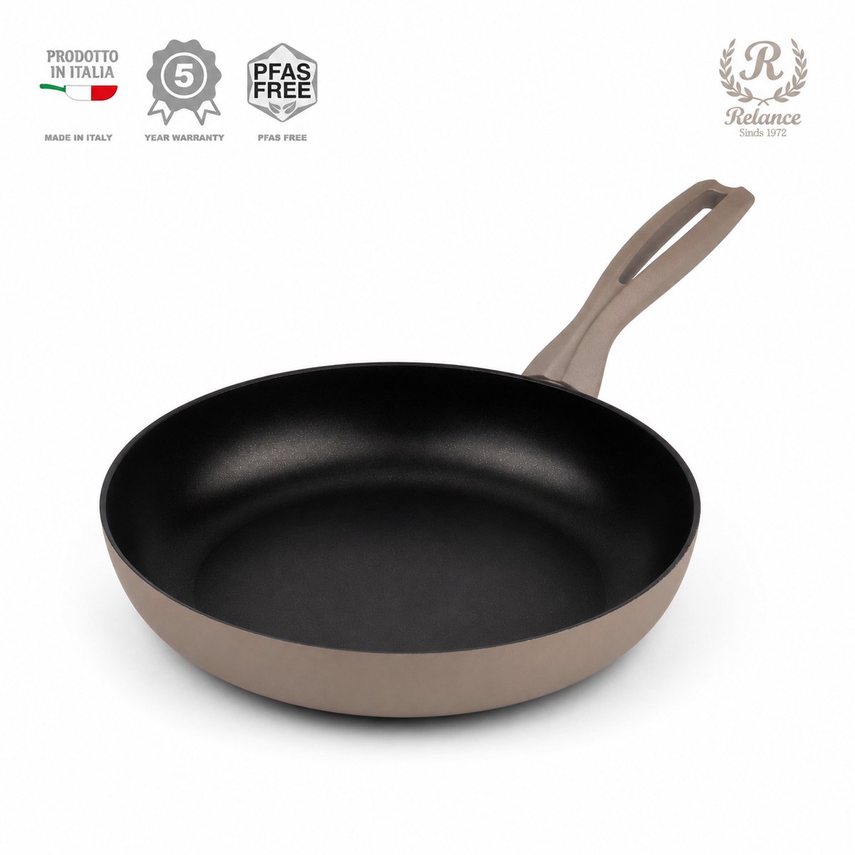 Relance Alvea – Koekenpan 24 cm – PFAS-vrij – Keramische antiaanbaklaag – Inductie – Gerecycled aluminium – Met spatelhouder in de greep