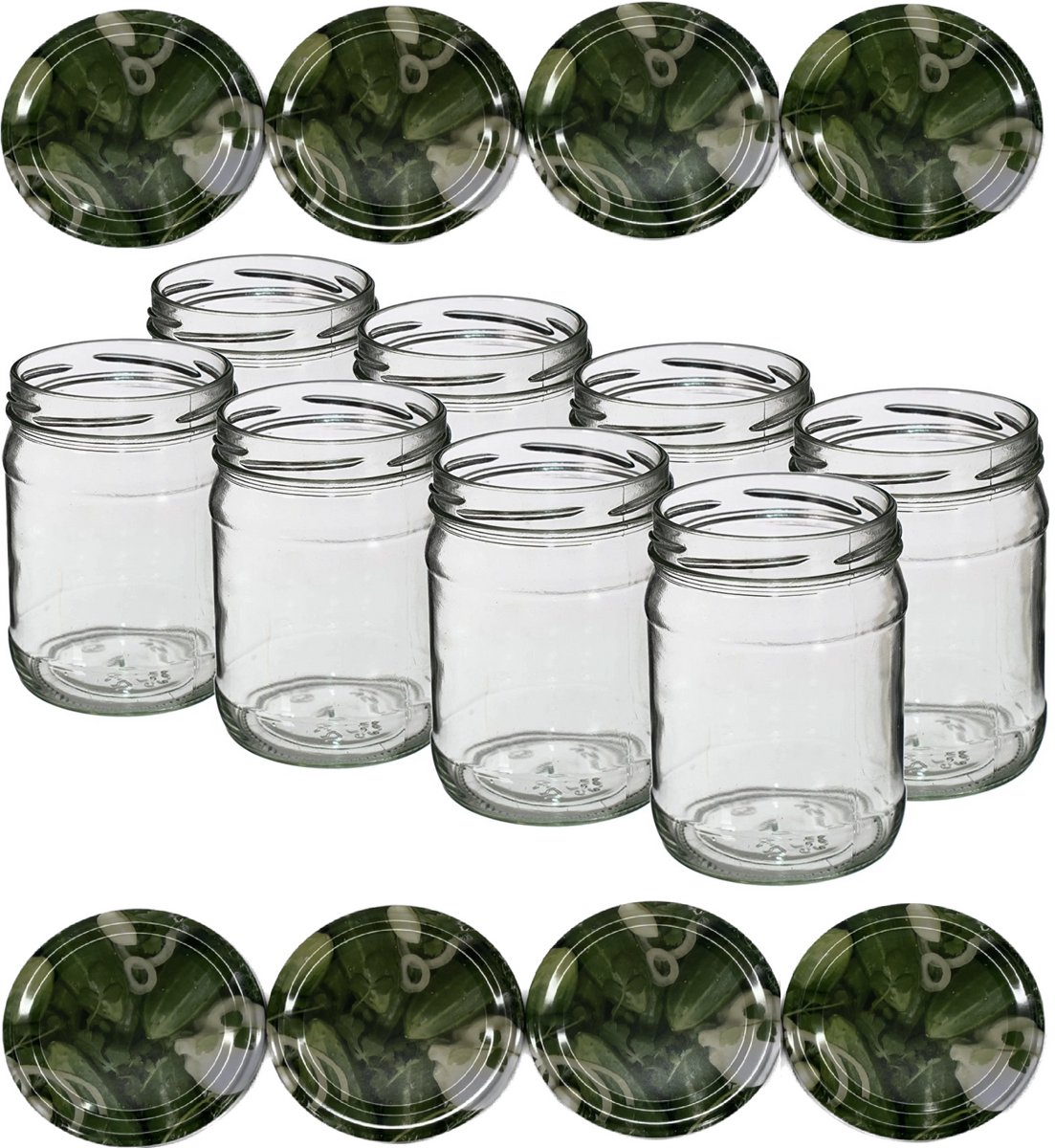 Natuurlijker leven® - Glazenpotten 500 ml met twist-off deksel (augurk) 8 stuks