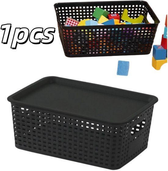 Panier de rangement - Empilable - Boîte de rangement - Organisateur - 23*15,7*10,4 cm - Convient à diverses fins de rangement - Noir