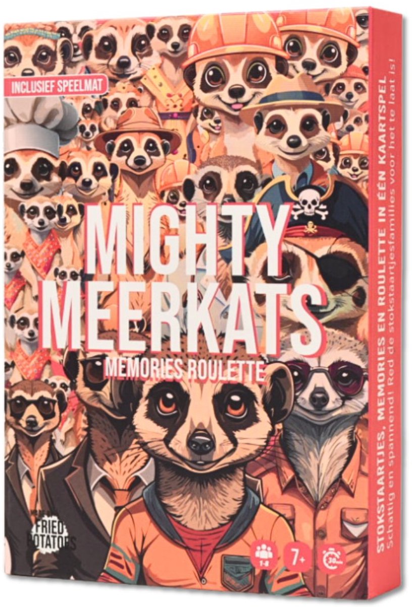 Fried Potatoes Mighty meerkats memories roulette | memory spel & geheugenspel voor kinderen | familiespel | nederlandse versie | 1-8 spelers | 20-30 minuten