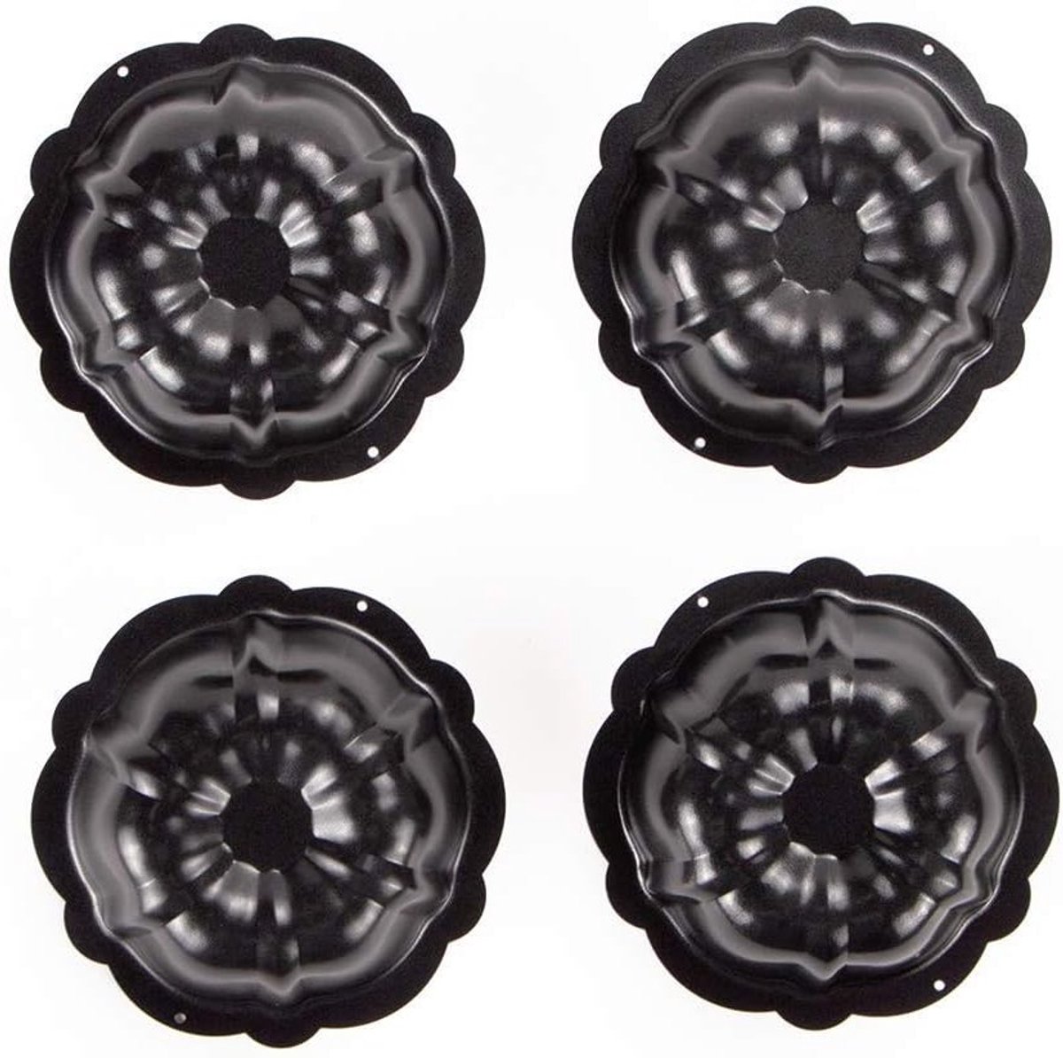 Mini Gugelhupf Bakvorm 11cm - Set van 4 Antiaanbakvormen voor Cake, Muffins en Cupcakes, Geschikt voor de Vaatwasser