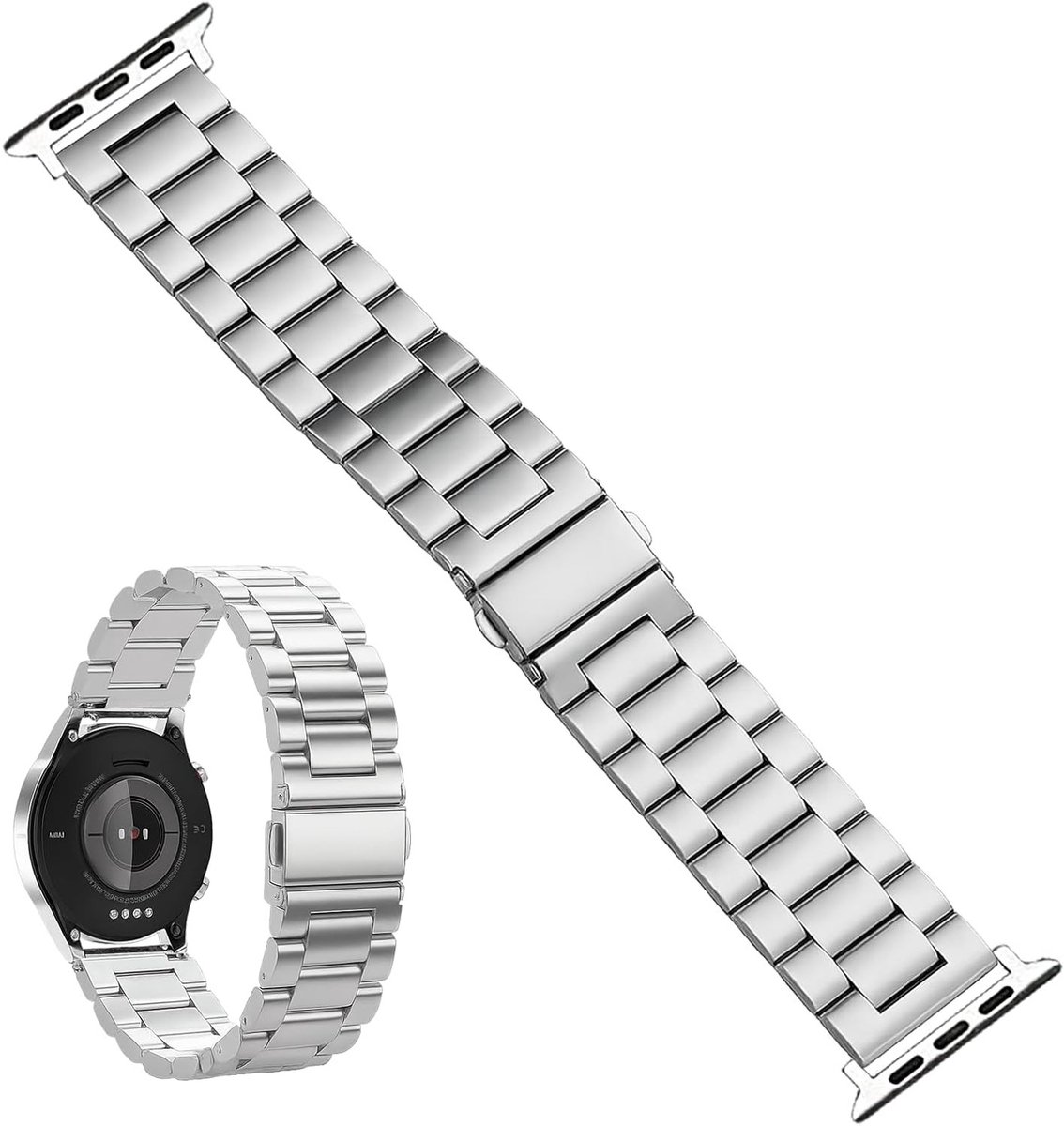 Set van 2 Snelle Release Horlogebanden 22 mm, Geschikt voor Galaxy Watch 4, Metaal, Unisex, Stijlvol en Gemakkelijk te Verwisselen
