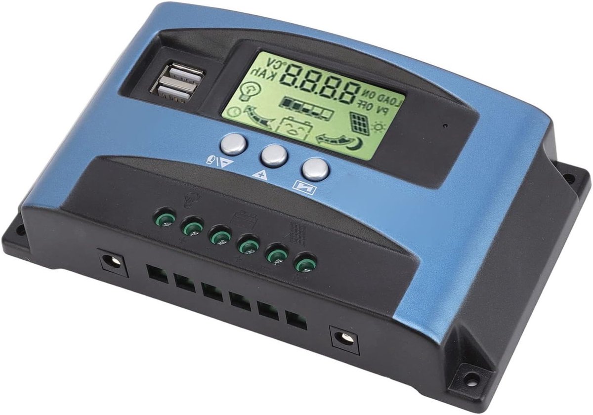 Efficiënte MPPT Solar Controller 12V 24V met Dual USB en LCD Display voor Zonne-energie, 60A Maximum Vermogen en Meerdere Tracking Algoritmes