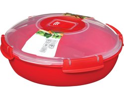 Aurixi® Magnetron Bakjes met Deksel - Magnetron Bakjes - Magnetron Bord met Deksel - Rood - 23cm x 21cm x 8cm