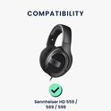 Zwarte Sennheiser HD 559 / 569 / 599 koptelefoon, afgebeeld met een groen vinkje voor compatibiliteit.