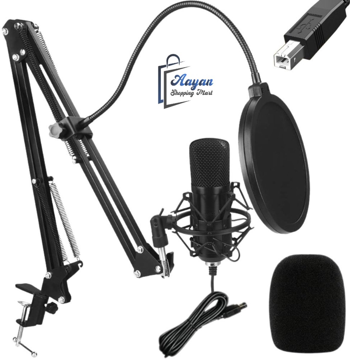 Professionele USB Condensatormicrofoon BM800 met Standaard 3.0M – Zwart –microfoon voor kinderen – microfoonstandaard – gamingmicrofoon – microfoon voor pc – microfoonarm – 75730